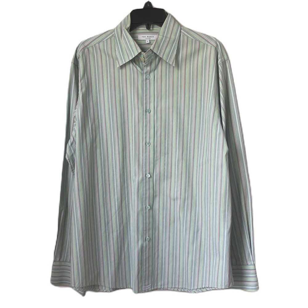 Ted Baker London colorful stripe button up shirt size 4/L long sleeve business